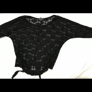 Wet Seal Black Knit/Crochet Crop Top